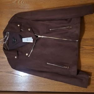 Ann taylor faux suede chocolate moto jacket